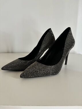 ALDO Black Crystal-Embellished Pointed Toe Pumps